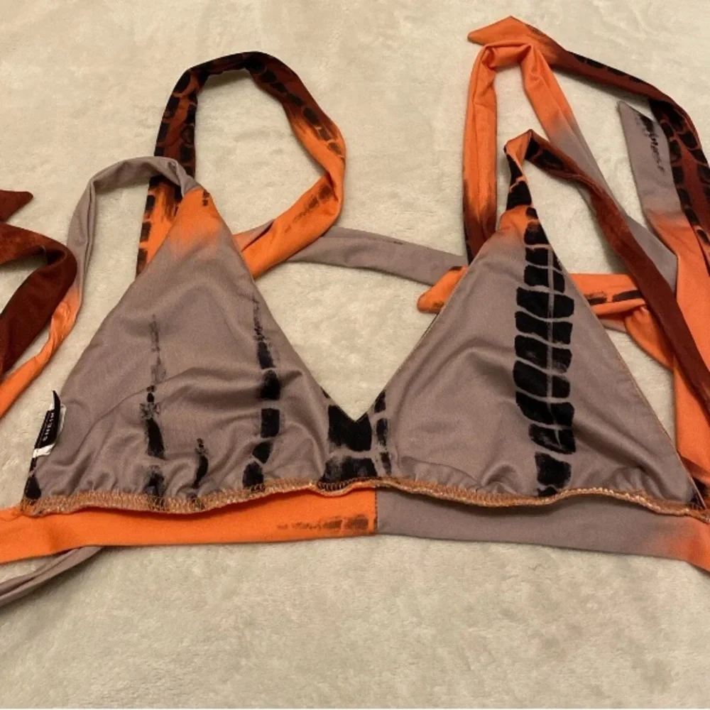 SHEIN Orange and Black Wrap Bikini
